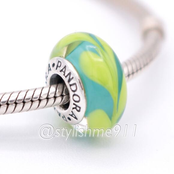 Authentic PANDORA Aqua and Green Swirl Charm - 790673 - Picture 1 of 11
